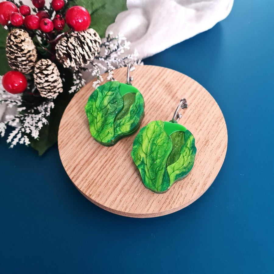 Brussels Sprout Statement Dangle Earrings by Cherryloco Jewellery