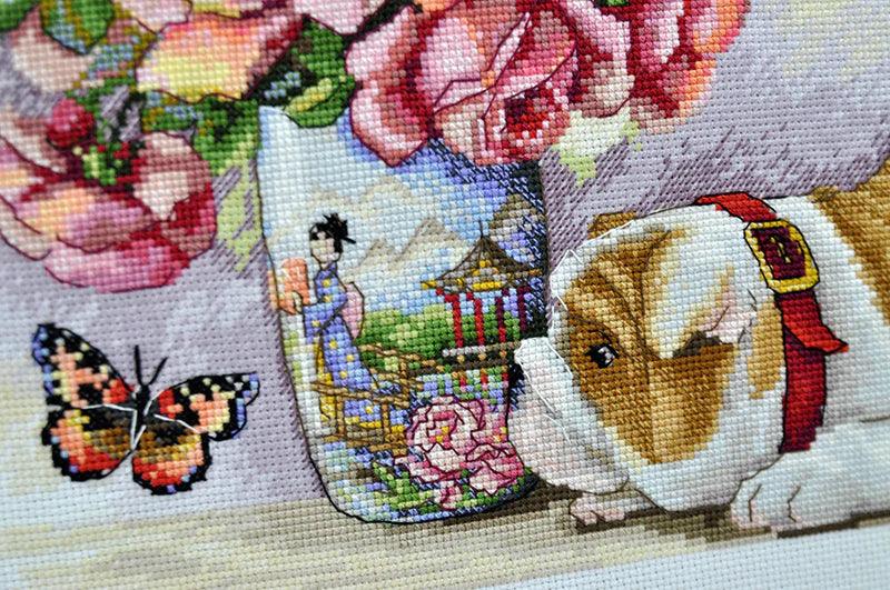 Bulldog and Buterflies K-94 Counted Cross-Stitch Kit