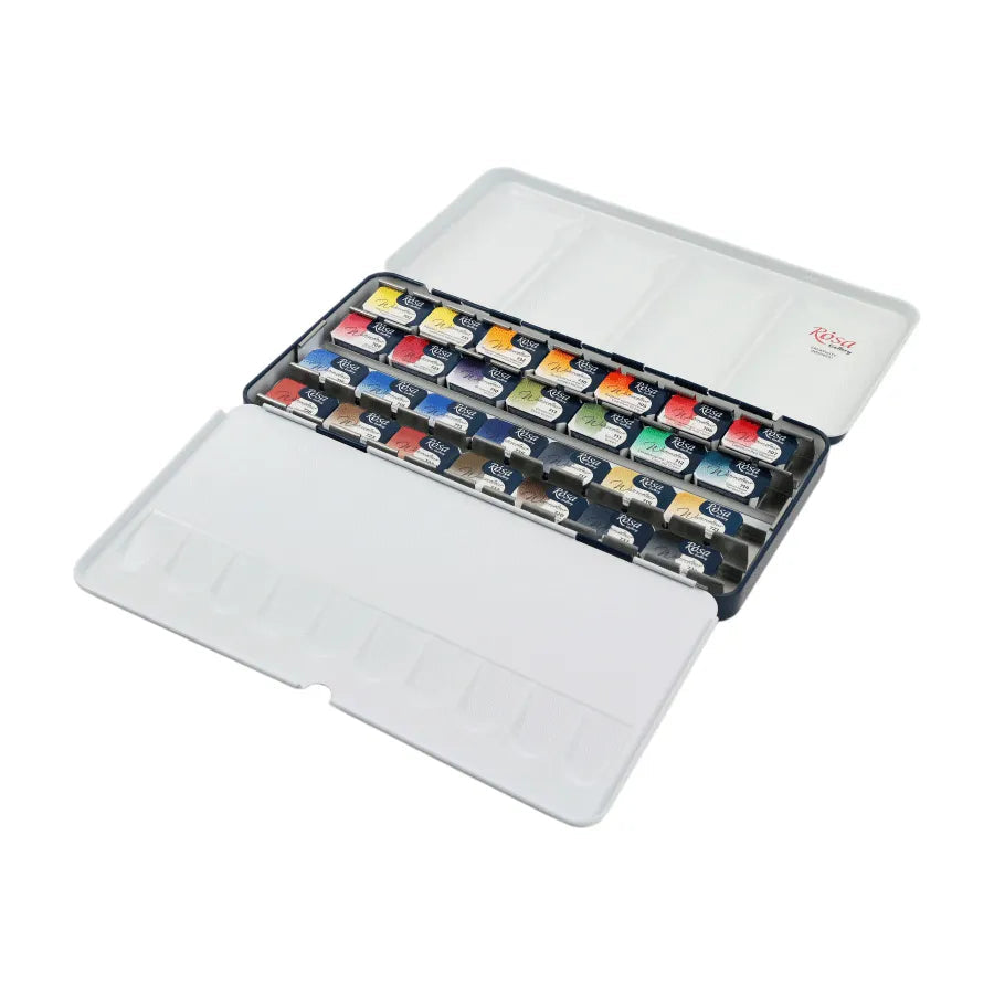 Rosa Gallery Watercolor Paint Set 'Classic'. 28 Colors. Full Pans. Metal Case