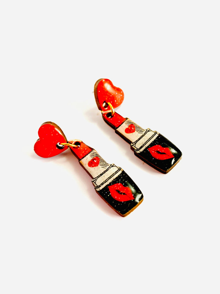 Pucker Up Lipstick Earrings by Rosie Rose Parker