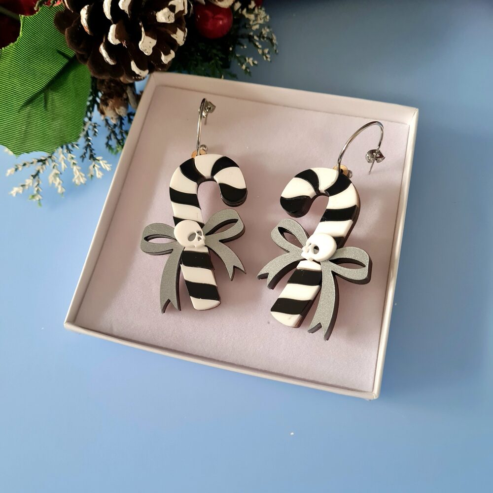 Candy Cane Festive Dangle Earrings by Cherryloco Jewellery 4