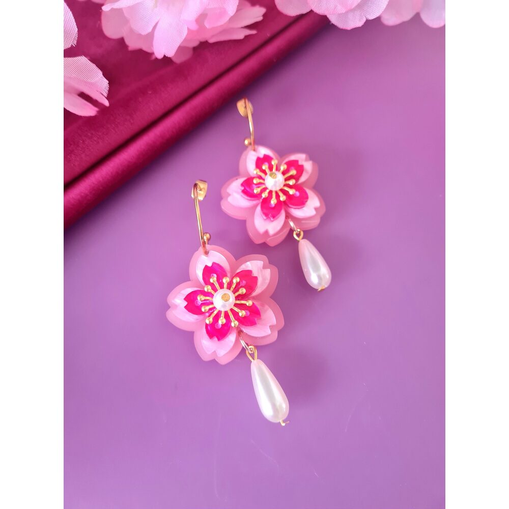 Cherry Blossom Sakura Hoop Earrings by Cherryloco Jewellery 4