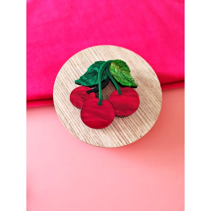 Cherry Trio Brooch or Necklace by Cherryloco Jewellery