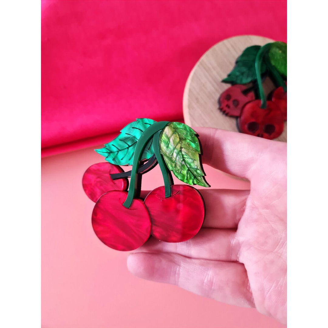 Cherry trio brooch or necklace 3