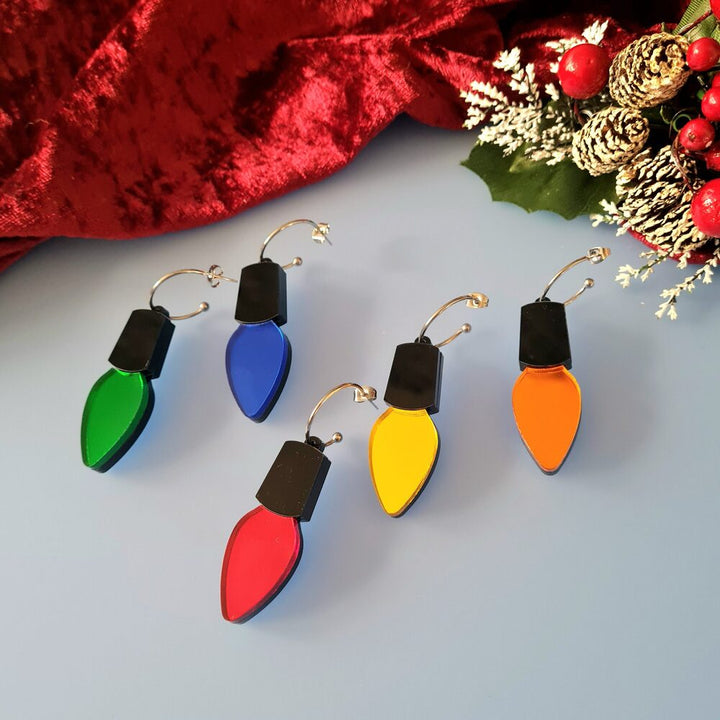 Christmas Lights Hoop Dangle Earrings by Cherryloco Jewellery