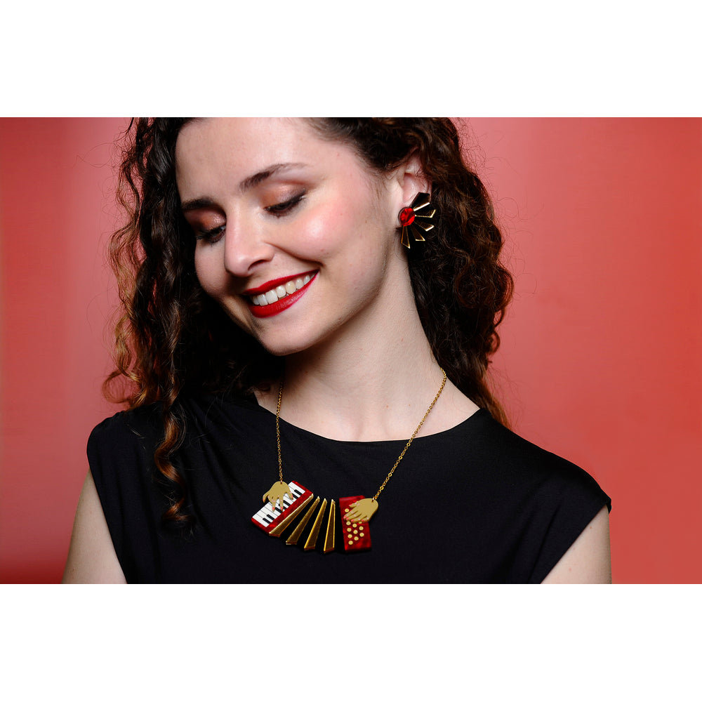 Red Accordion Necklace by Laliblue