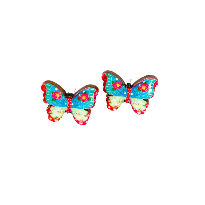 colorful butterfly stud earrings