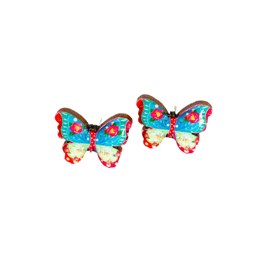 colorful butterfly stud earrings