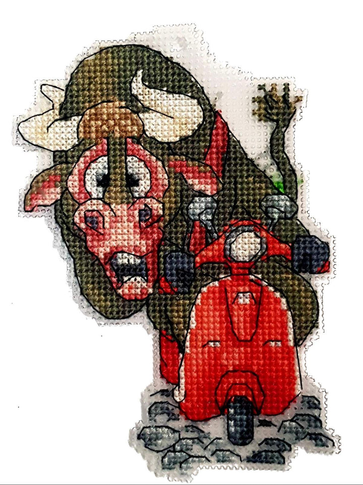 Traveling by moped  Counted cross stitch kit 8049A