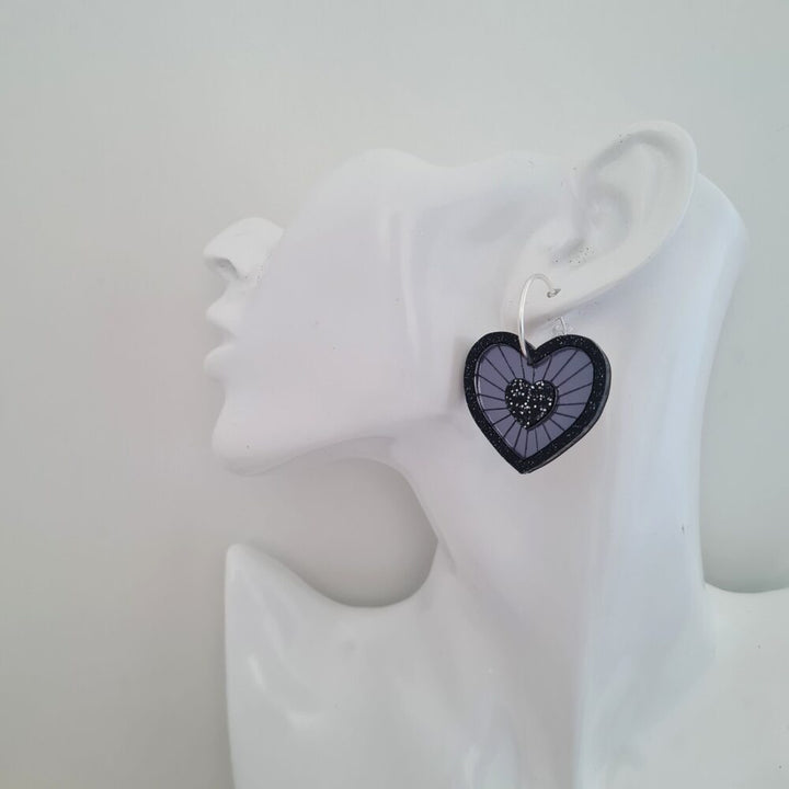 Cosmic Heart Dangle Hoop Earrings by Cherryloco Jewellery 1