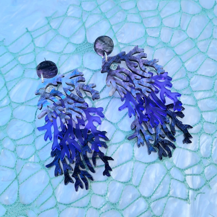 Cosmic Purple Seaweed Charm Earrings by Cherryloco Jewellery 4