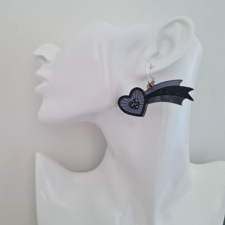 Cosmic Shooting Heart Hoop Earrings by Cherryloco Jewellery 2