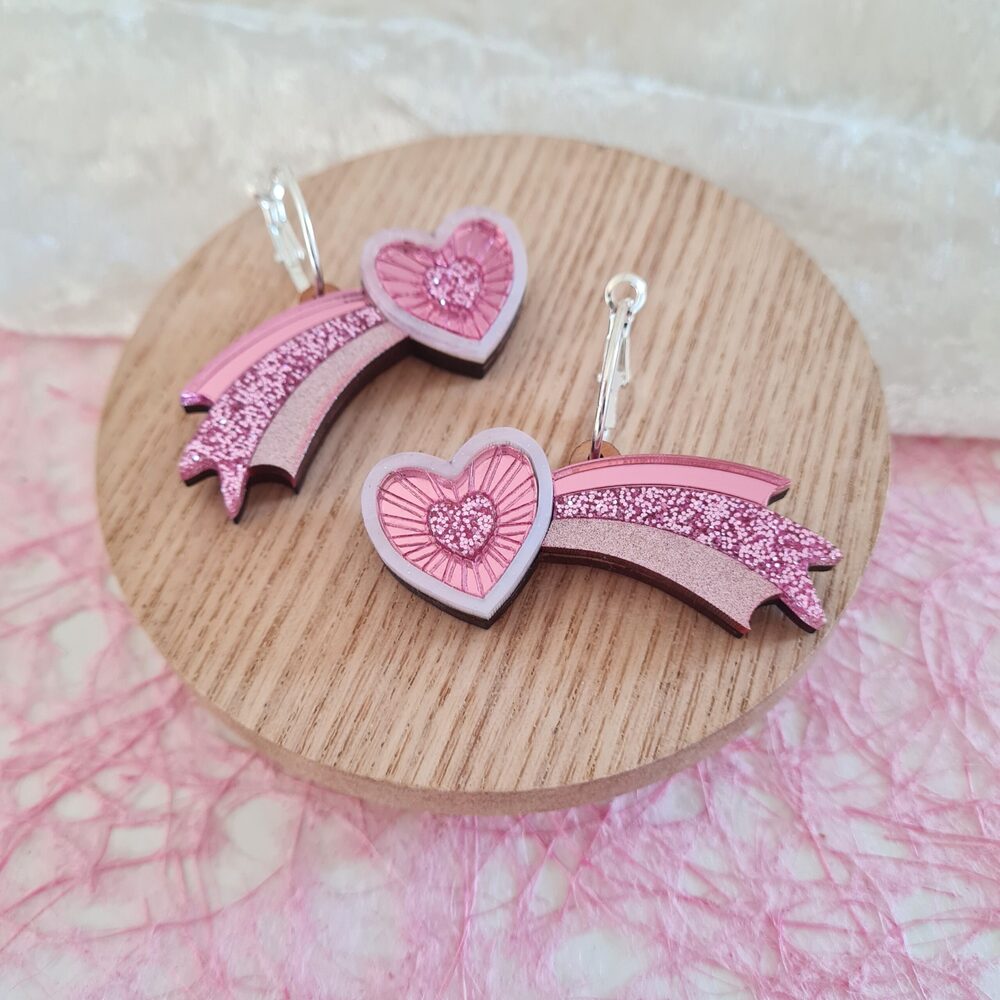 Cosmic Shooting Heart Hoop Earrings by Cherryloco Jewellery 3