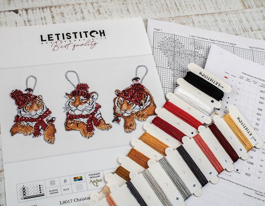 Counted Cross Stitch Kit Christmas Tigers Toys set of 3 pcs L8017