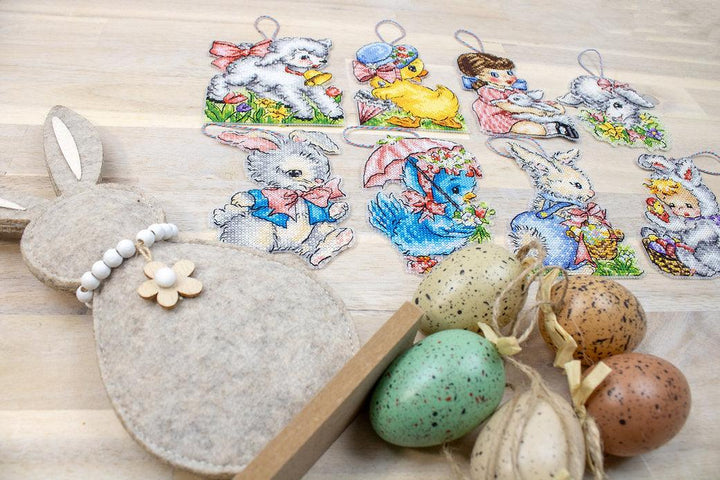 Counted Cross Stitch Kit Easter Ornaments kit of 8 pcs L8032