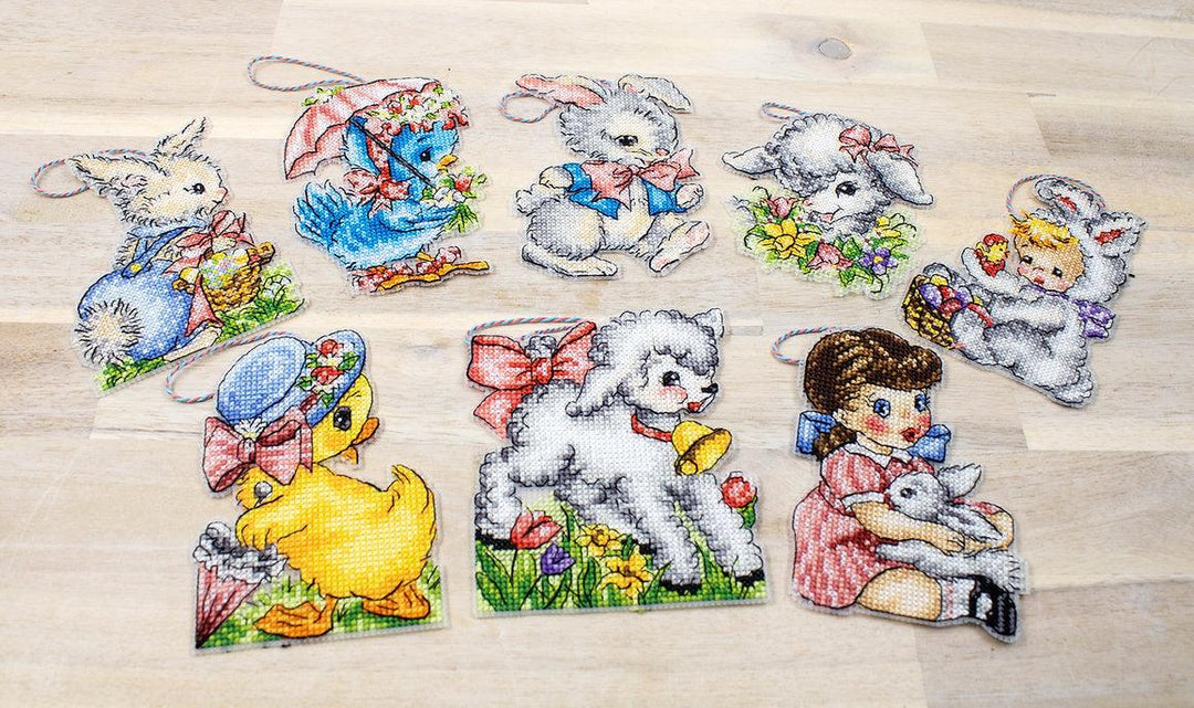 Counted Cross Stitch Kit Easter Ornaments kit of 8 pcs L8032