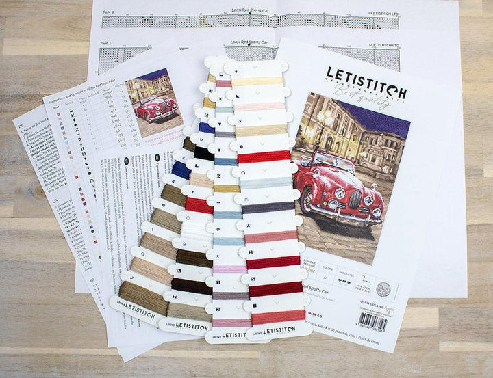 Counted Cross Stitch Kit Red Sports Car L8034
