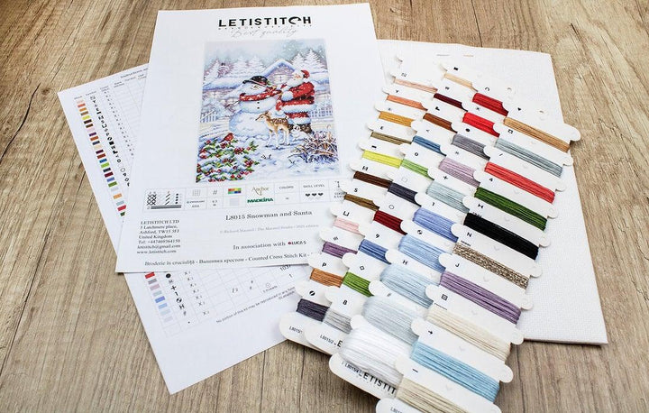 Counted Cross Stitch Kit Snowman and Santa L8015