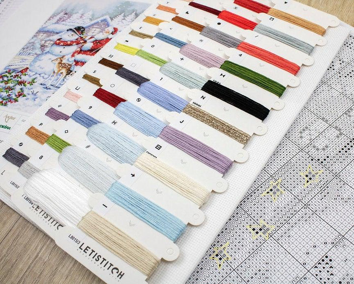 Counted Cross Stitch Kit Snowman and Santa L8015