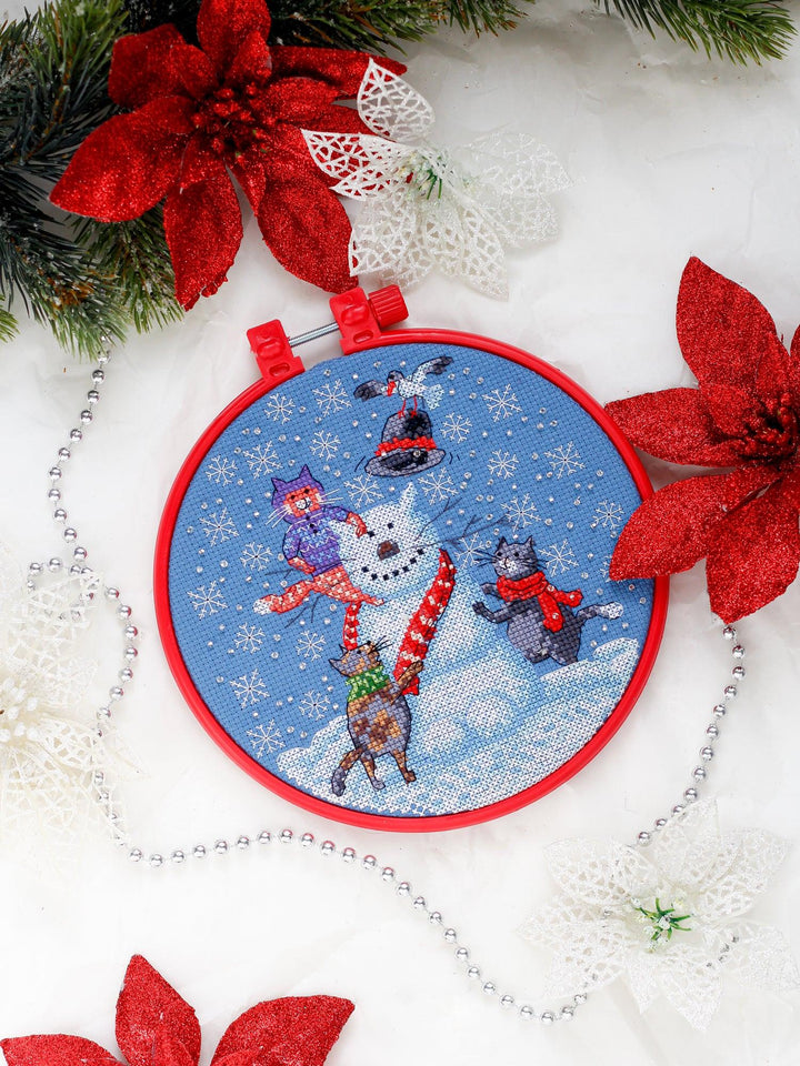 Cross stitch kit Snowman cat AHM-026