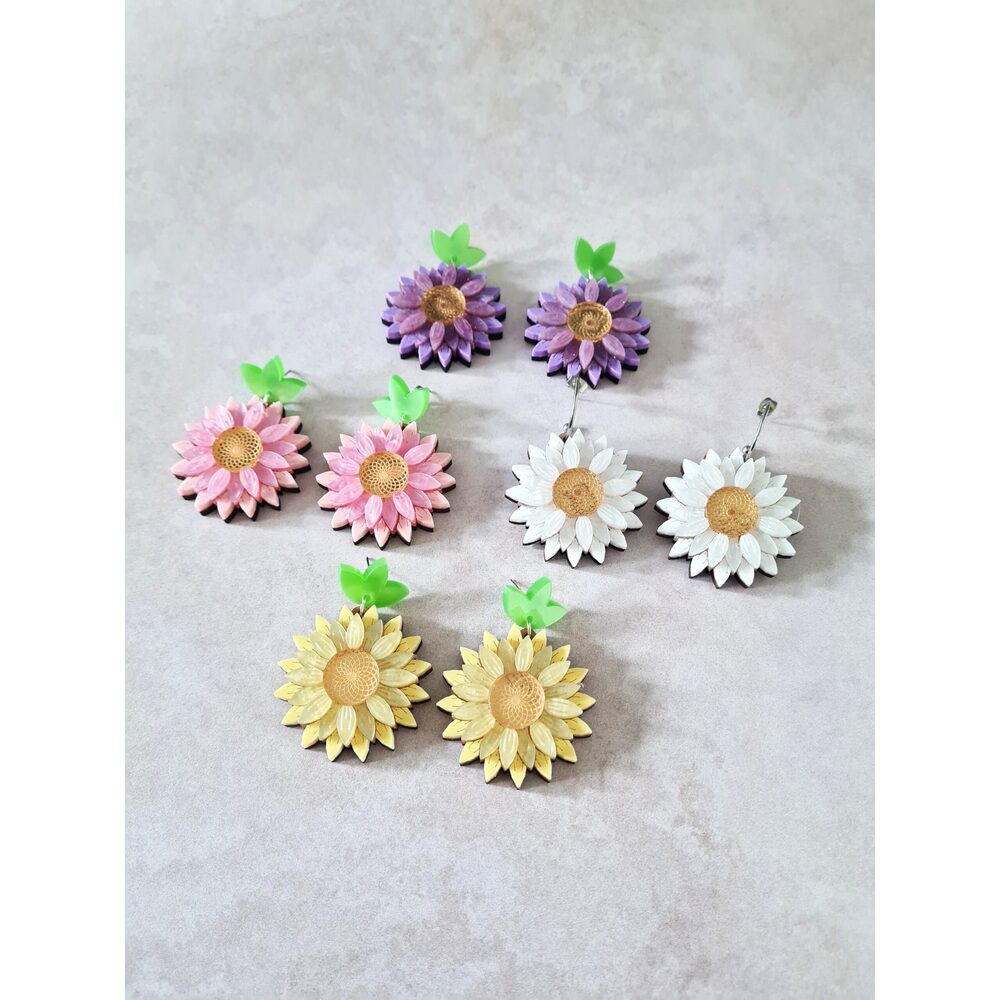 Daisy Dangle Earrings – Four Colours by Cherryloco Jewellery