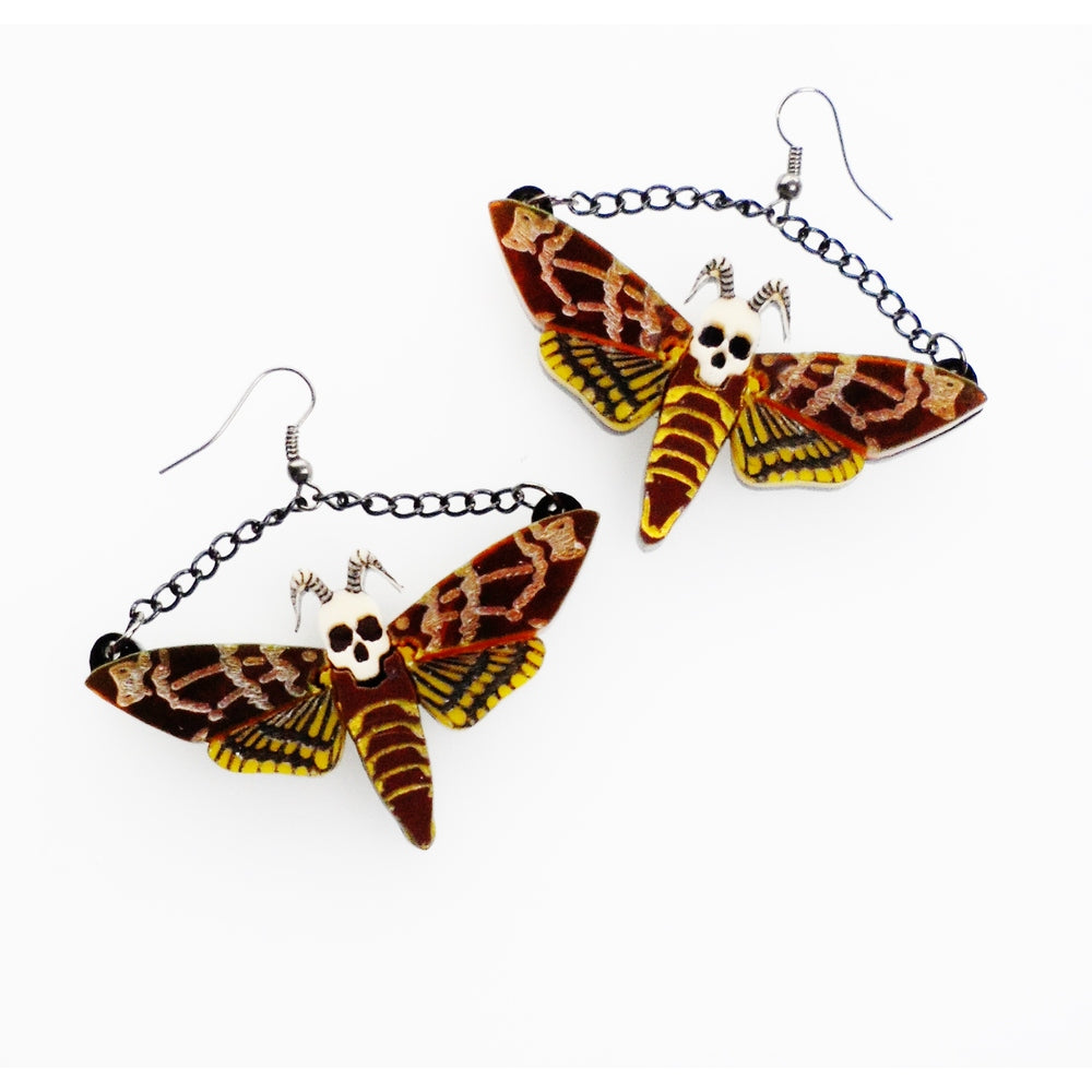 Death'S Head Hawk Moth Earrings by Cherryloco Jewellery