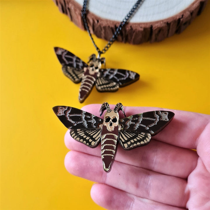 Death's - Head Hawkmoth Pendant or Pin Brooch by Cherryloco Jewellery 1