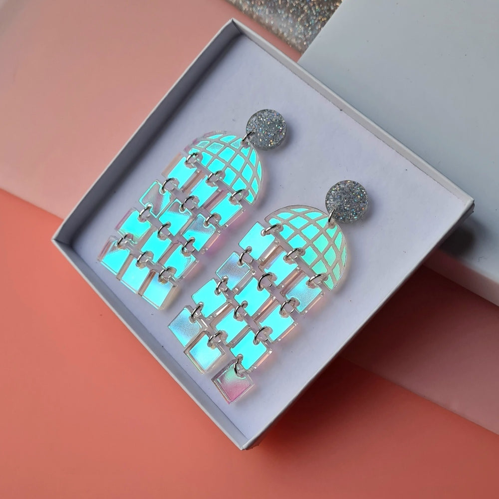 Disco Ball Statement Dangle Earrings – Two Colours by Cherryloco Jewellery 1