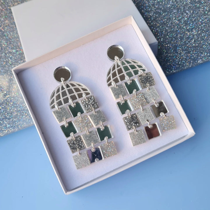 Disco Ball Statement Dangle Earrings – Two Colours by Cherryloco Jewellery 2