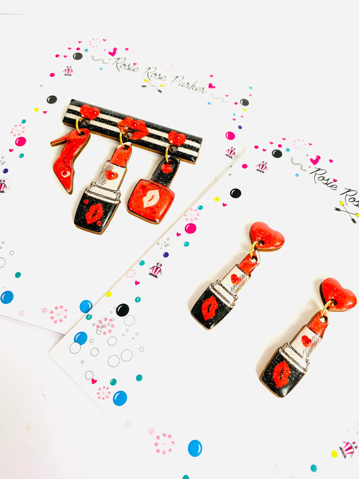 Pucker Up Lipstick Earrings by Rosie Rose Parker