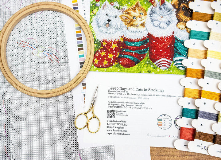 Dogs and Cats in Stockings L9940 Counted Cross Stitch Kit