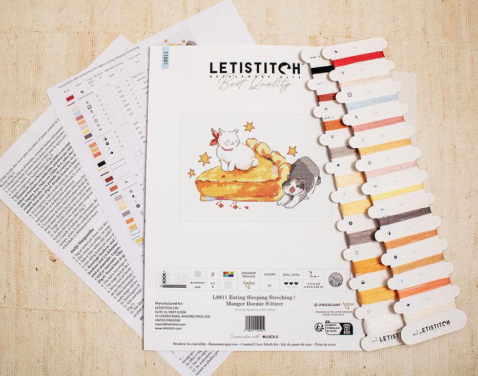 Eating Sleeping Stretching L8811 Counted Cross Stitch Kit