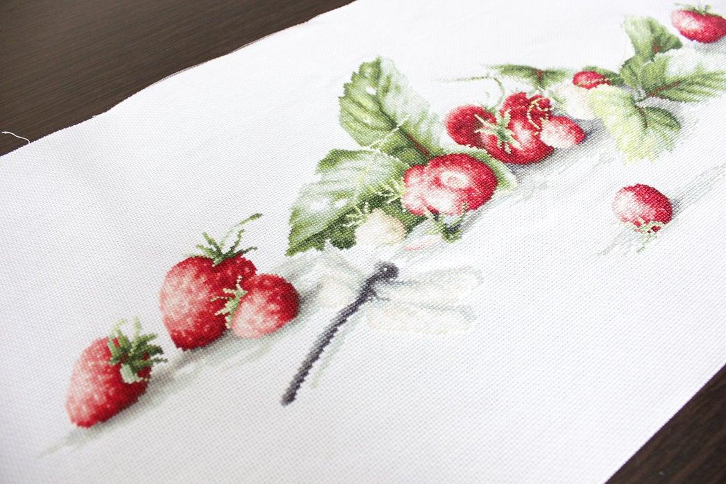 Etude with Strawberries B2254L Counted Cross-Stitch Kit