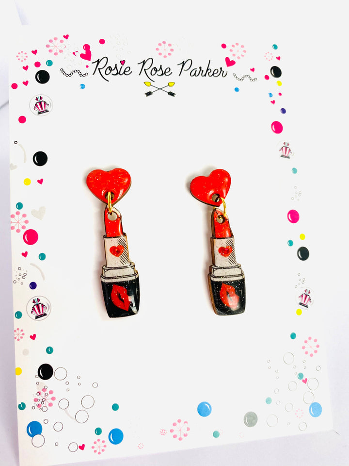 Pucker Up Lipstick Earrings by Rosie Rose Parker