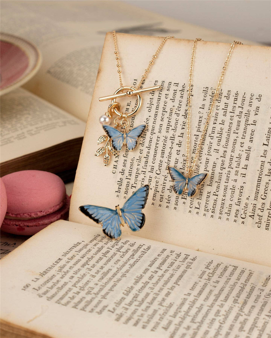FABLE Enamel Blue Butterfly Short Necklace