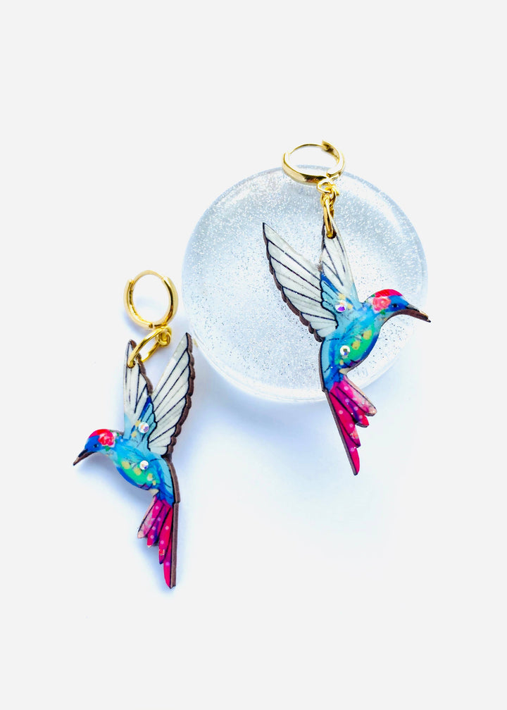 Hummingbird Huggie Hoop Earrings by Rosie Rose Parker