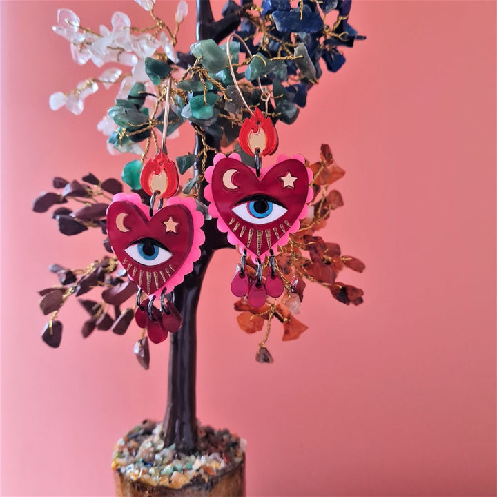 Flaming Heart Hoop Earrings – Two Sizes by Cherryloco Jewellery 3