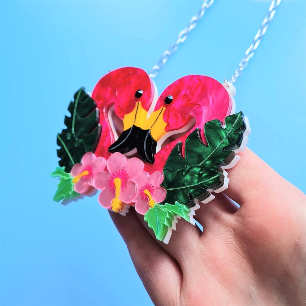 Flamingo Love Necklace by Cherryloco Jewellery 2