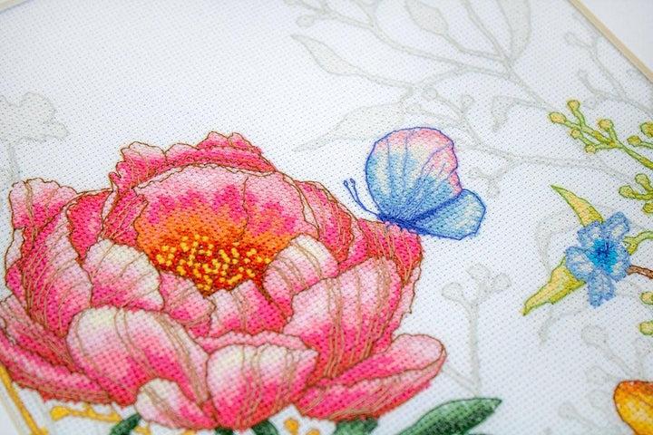 Flowers and Butterfly BU4019L Counted Cross-Stitch Kit