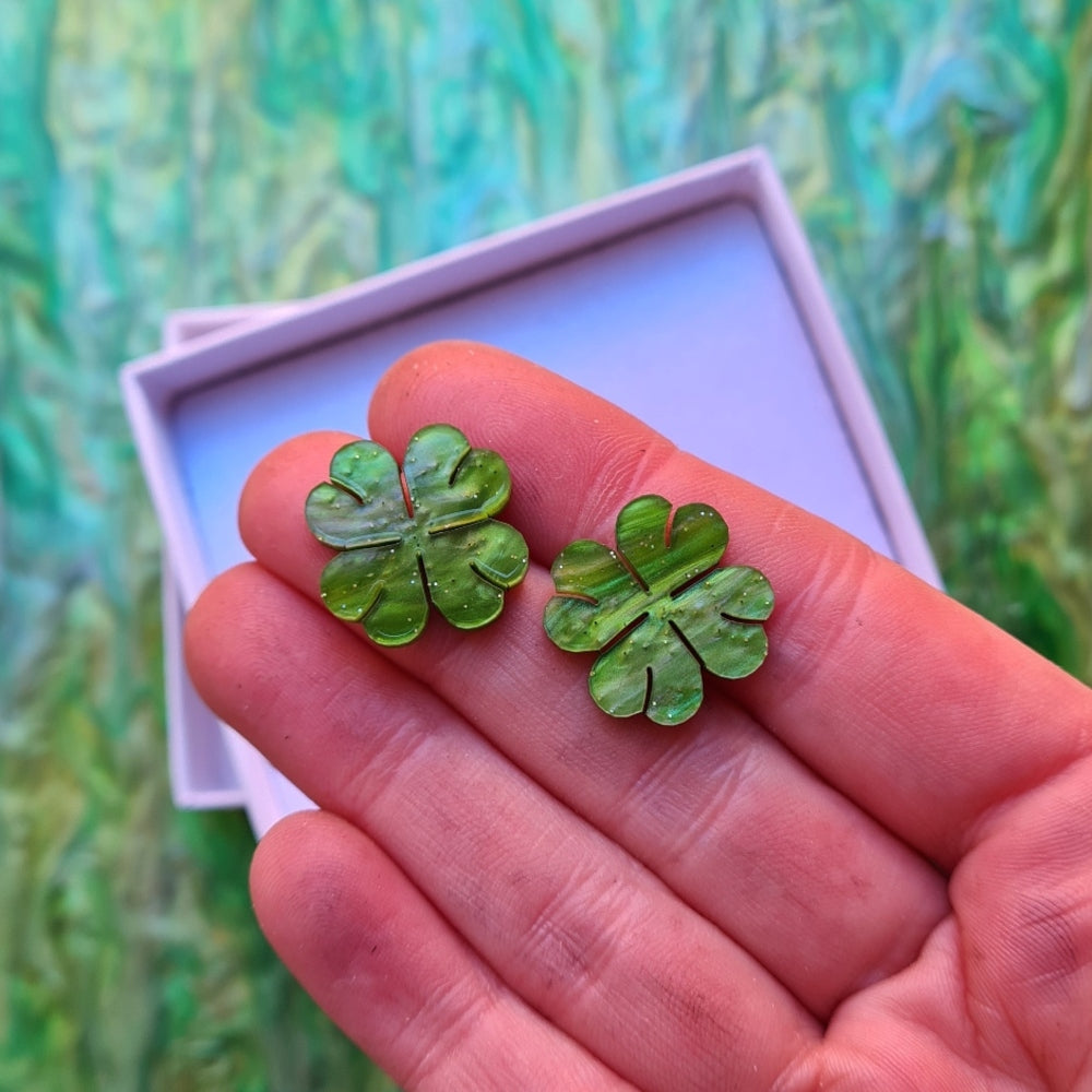 Four Leaf Clover Stud Earrings by Cherryloco Jewellery 1