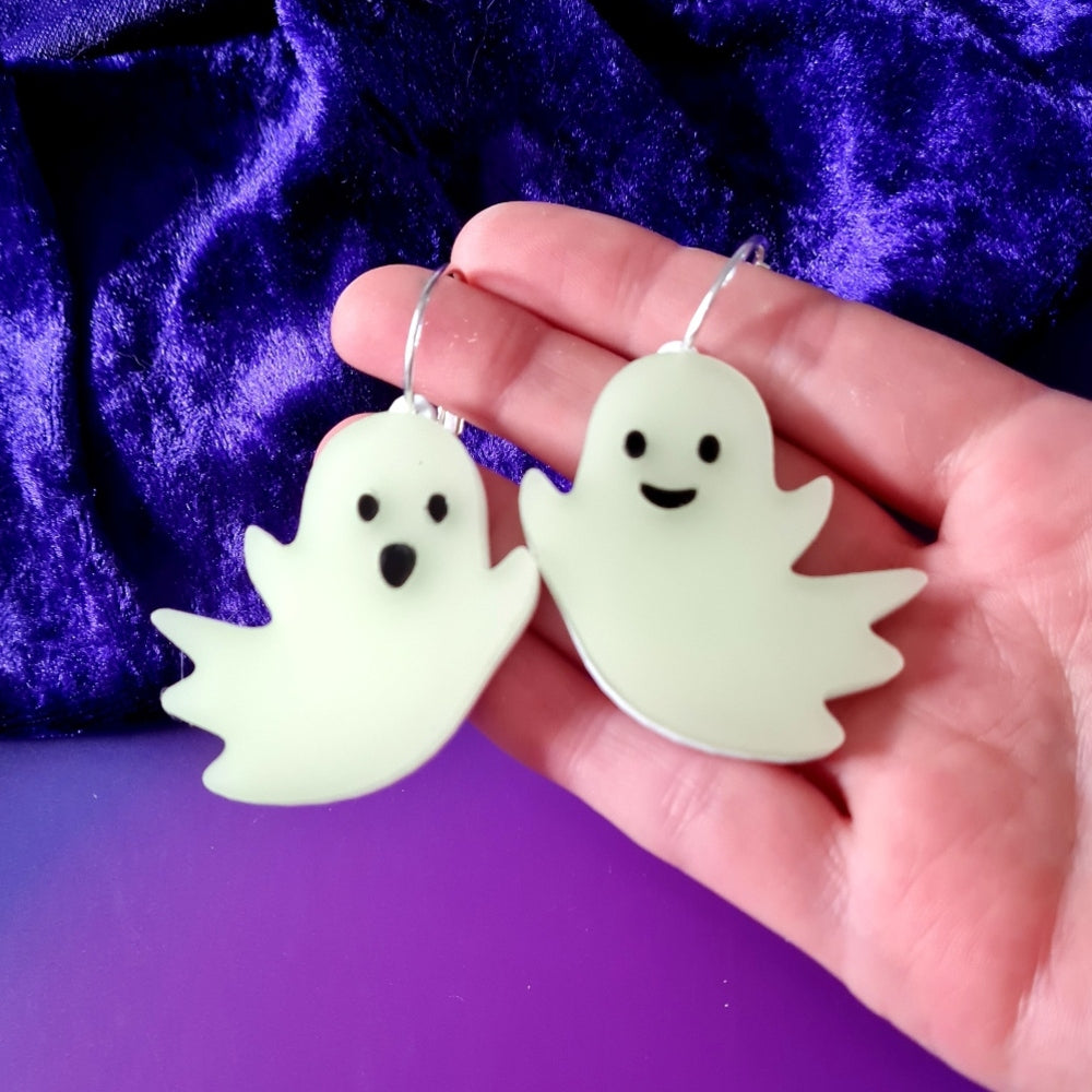 Glow In The Dark Ghost Earrings by Cherryloco Jewellery 1
