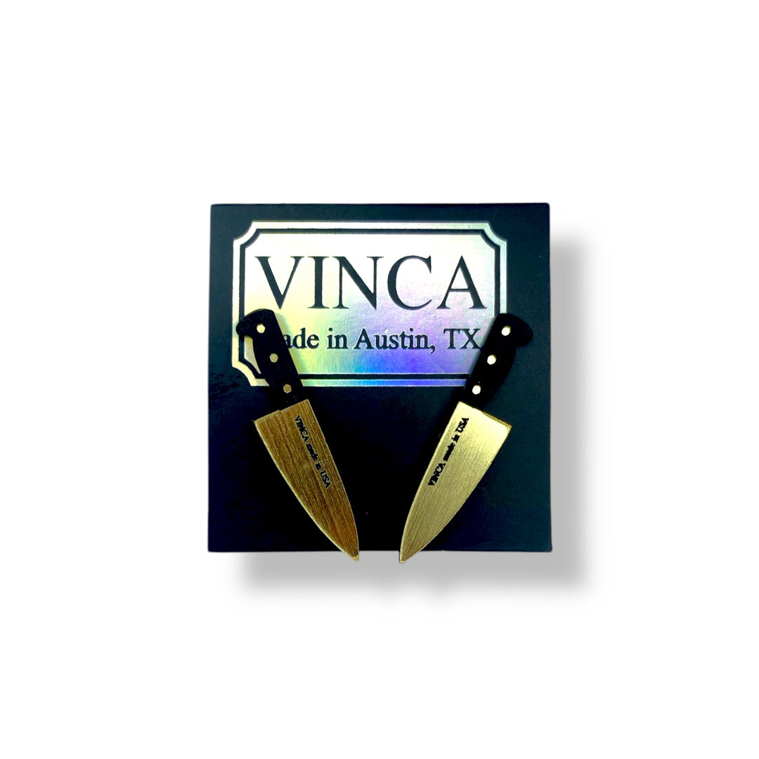 Tiny 1” Chef's Knife Earrings in Gold