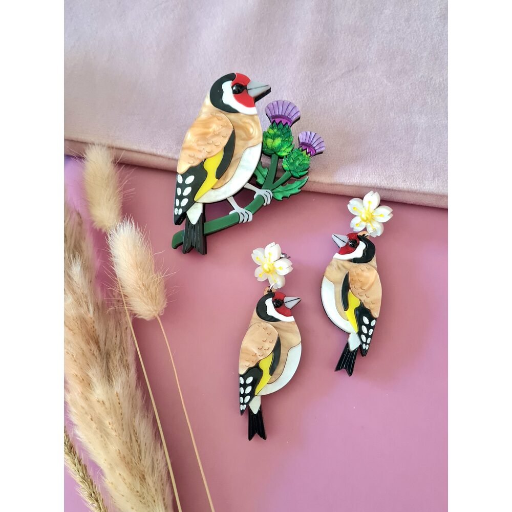 Goldfinch Earrings by Cherryloco Jewellery 1