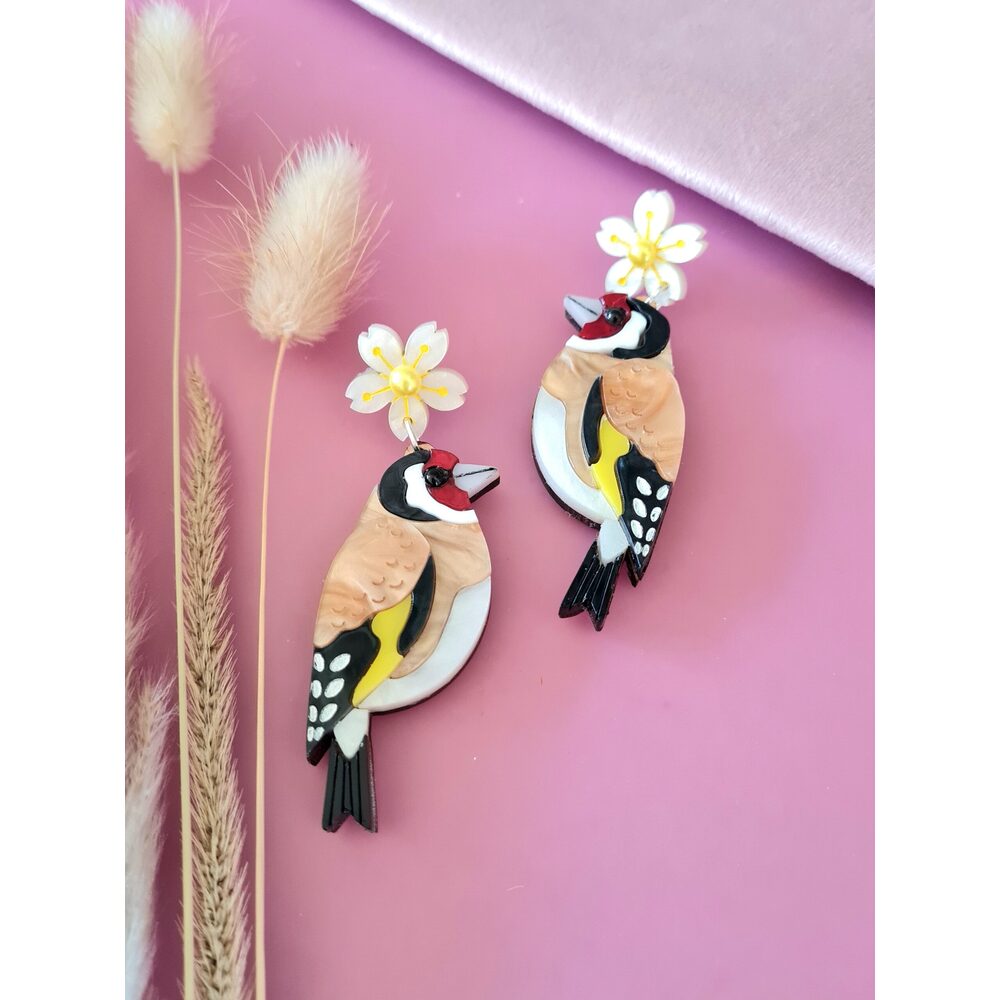 Goldfinch Earrings by Cherryloco Jewellery
