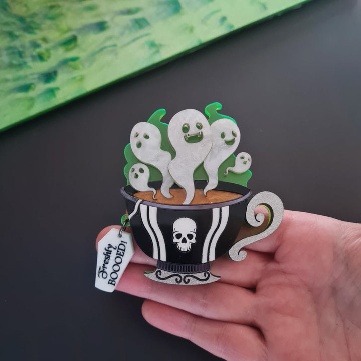 Gothic Ghost Teacup Necklace by Cherryloco Jewellery  1