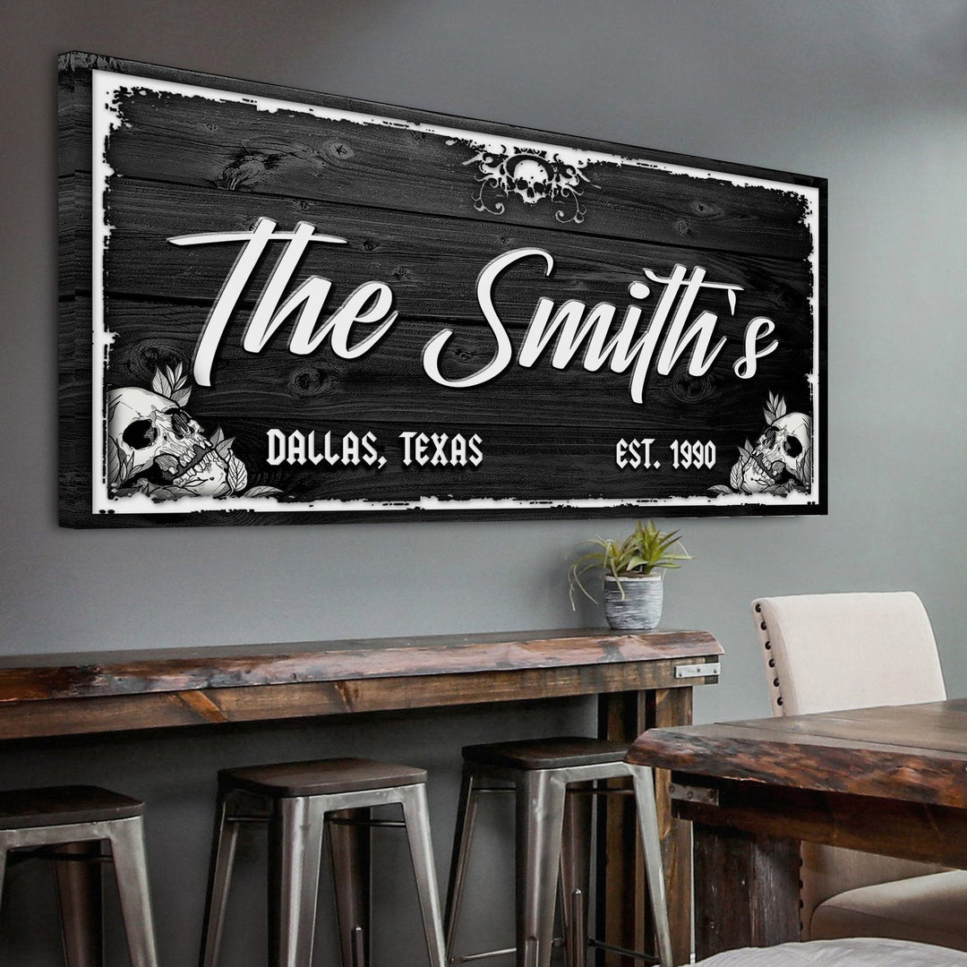 Family Gothic Skull Sign -  Customized Modern Gothic Decor For Living Room