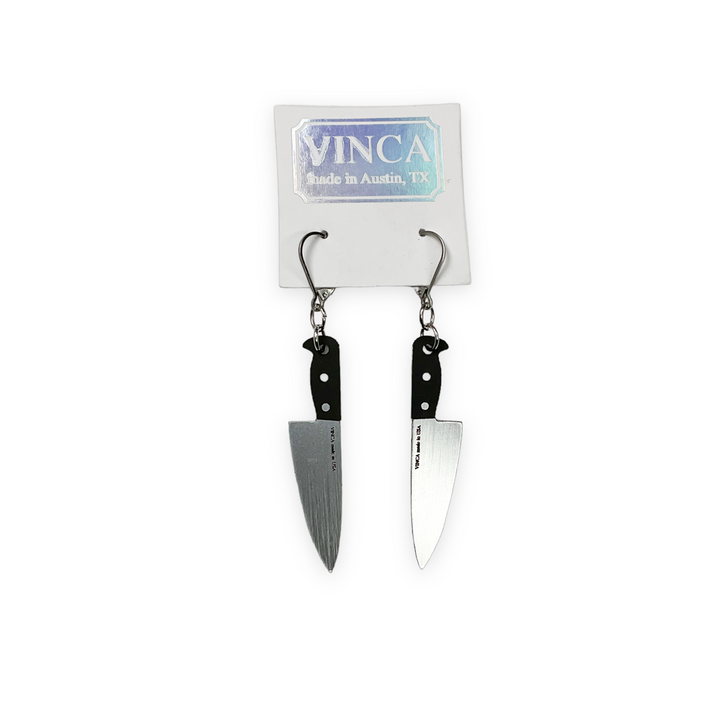 Last Chance! Midi 2” Knife Dangle Earrings - Brushed Silver