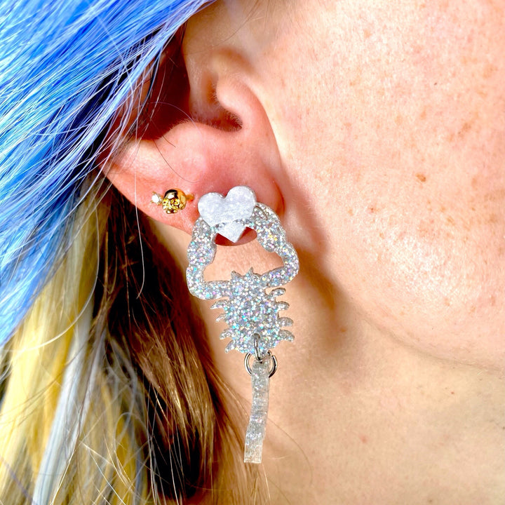 Last Chance! Heartbreaker Scorpion Earrings - Glitter Holo