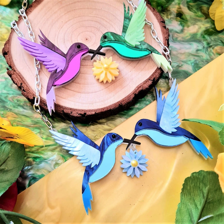Hummingbird Statement Necklace by Cherryloco Jewellery