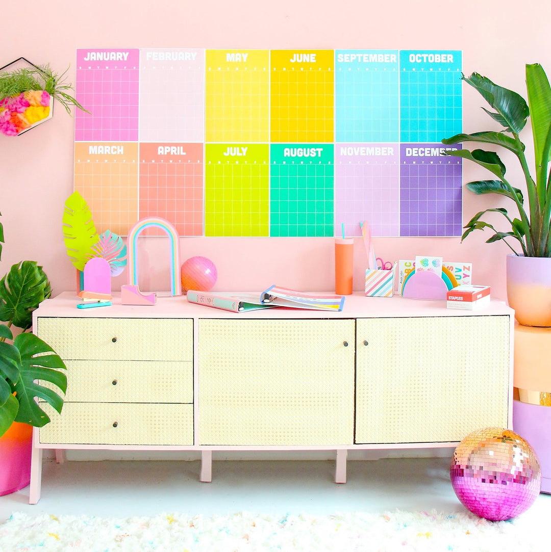 Rainbow stripe wall calendar